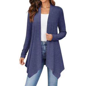 Zeagoo Womens Cardigan Long Sleeve Lightweight Cardigan Draped Open Front Loose Casual 2026 Fashion Clothing(Navy Blue)