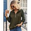 Zeagoo Women’s Sweatshrits Quarter Zip Pullover Fleece Sweatshirt Casual Cable Knit Sleeve Hoodies Fashion Outfits Clothes(Dark Army Green)