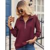 Zeagoo Women’s Sweatshrits Quarter Zip Pullover Fleece Sweatshirt Casual Cable Knit Sleeve Hoodies Fashion Outfits Clothes(Dark Red)