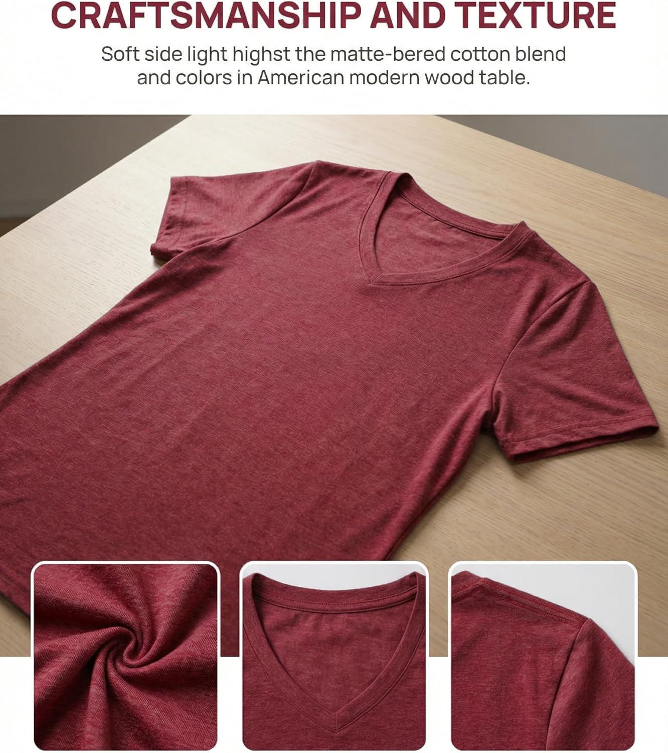 imageZeagoo Womens Tops Summer Casual Short Sleeve Tshirts Business Basic Spring VNeck Shirts Outfits S3XLZred