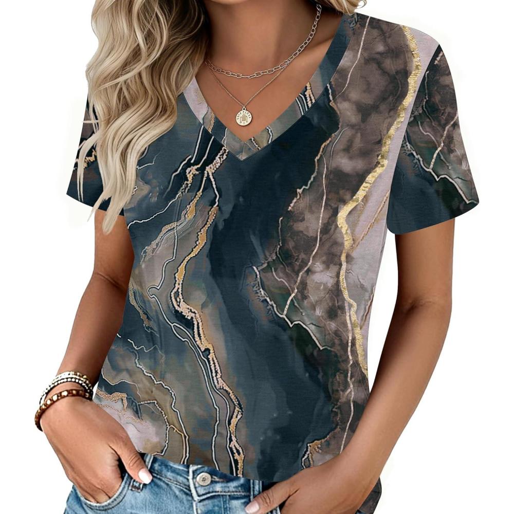 imageZeagoo Womens Tops Summer Casual Short Sleeve Tshirts Business Basic Spring VNeck Shirts Outfits S3XLZzcx278