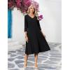 Zeagoo Women Casual Dress 3/4 Sleeve Casual Loose Midi Dress(01-black)