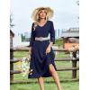 Zeagoo Women Casual Dress 3/4 Sleeve Casual Loose Midi Dress(Blue-1)