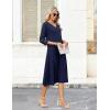 Zeagoo Women Casual Dress 3/4 Sleeve Casual Loose Midi Dress(Blue-1)