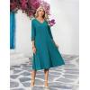 Zeagoo Women Casual Dress 3/4 Sleeve Casual Loose Midi Dress(Jade Green)