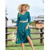 Zeagoo Women Casual Dress 3/4 Sleeve Casual Loose Midi Dress(Jade Green)