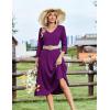 Zeagoo Women Casual Dress 3/4 Sleeve Casual Loose Midi Dress(Purple)