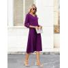 Zeagoo Women Casual Dress 3/4 Sleeve Casual Loose Midi Dress(Purple)
