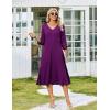 Zeagoo Women Casual Dress 3/4 Sleeve Casual Loose Midi Dress(Purple)