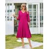Zeagoo Women Casual Dress 3/4 Sleeve Casual Loose Midi Dress(Rose Red)
