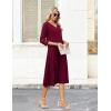 Zeagoo Women Casual Dress 3/4 Sleeve Casual Loose Midi Dress(Wine Red)