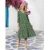 Zeagoo Women Casual Dress 3/4 Sleeve Casual Loose Midi Dress(Xh527)