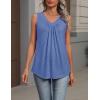 Zeagoo Womens Tank Tops Summer Sleeveless Loose Fit Tops V Neck Pleated Shirts Basic Tees Dressy Casual Trendy Clothes(Blue)