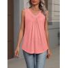 Zeagoo Womens Tank Tops Summer Sleeveless Loose Fit Tops V Neck Pleated Shirts Basic Tees Dressy Casual Trendy Clothes(Coral)