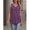 Zeagoo Womens Tank Tops Summer Sleeveless Loose Fit Tops V Neck Pleated Shirts Basic Tees Dressy Casual Trendy Clothes(Purple)