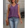 Zeagoo Womens Tank Tops Summer Sleeveless Loose Fit Tops V Neck Pleated Shirts Basic Tees Dressy Casual Trendy Clothes(Purple)
