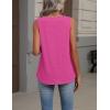 Zeagoo Womens Tank Tops Summer Sleeveless Loose Fit Tops V Neck Pleated Shirts Basic Tees Dressy Casual Trendy Clothes(Rose Red)