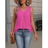 Zeagoo Womens Tank Tops Summer Sleeveless Loose Fit Tops V Neck Pleated Shirts Basic Tees Dressy Casual Trendy Clothes(Rose Red)