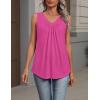 Zeagoo Womens Tank Tops Summer Sleeveless Loose Fit Tops V Neck Pleated Shirts Basic Tees Dressy Casual Trendy Clothes(Rose Red)