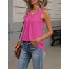 Zeagoo Womens Tank Tops Summer Sleeveless Loose Fit Tops V Neck Pleated Shirts Basic Tees Dressy Casual Trendy Clothes(Rose Red)