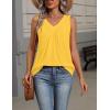 Zeagoo Womens Tank Tops Summer Sleeveless Loose Fit Tops V Neck Pleated Shirts Basic Tees Dressy Casual Trendy Clothes(Yellow)