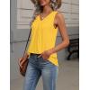 Zeagoo Womens Tank Tops Summer Sleeveless Loose Fit Tops V Neck Pleated Shirts Basic Tees Dressy Casual Trendy Clothes(Yellow)