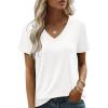 Zeagoo Womens Tops Summer Casual Short Sleeve Tshirts Business Basic Spring V-Neck Shirts Outfits S-3XL(A-white)