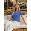 Zeagoo Womens Tops Summer Casual Short Sleeve Tshirts Business Basic Spring V-Neck Shirts Outfits S-3XL(Z-blue)