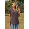 Zeagoo Womens Tops Summer Casual Short Sleeve Tshirts Business Basic Spring V-Neck Shirts Outfits S-3XL(Z-brown)