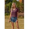 Zeagoo Womens Tops Summer Casual Short Sleeve Tshirts Business Basic Spring V-Neck Shirts Outfits S-3XL(Z-dark Red)