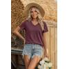 Zeagoo Womens Tops Summer Casual Short Sleeve Tshirts Business Basic Spring V-Neck Shirts Outfits S-3XL(Z-dark Red)
