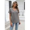 Zeagoo Womens Tops Summer Casual Short Sleeve Tshirts Business Basic Spring V-Neck Shirts Outfits S-3XL(Z-gray)