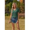 Zeagoo Womens Tops Summer Casual Short Sleeve Tshirts Business Basic Spring V-Neck Shirts Outfits S-3XL(Z-green)