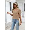 Zeagoo Womens Tops Summer Casual Short Sleeve Tshirts Business Basic Spring V-Neck Shirts Outfits S-3XL(Z-khaki)