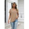 Zeagoo Womens Tops Summer Casual Short Sleeve Tshirts Business Basic Spring V-Neck Shirts Outfits S-3XL(Z-khaki)