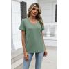 Zeagoo Womens Tops Summer Casual Short Sleeve Tshirts Business Basic Spring V-Neck Shirts Outfits S-3XL(Z-light Green)