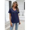 Zeagoo Womens Tops Summer Casual Short Sleeve Tshirts Business Basic Spring V-Neck Shirts Outfits S-3XL(Z-navy Blue)