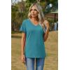 Zeagoo Womens Tops Summer Casual Short Sleeve Tshirts Business Basic Spring V-Neck Shirts Outfits S-3XL(Z-peacock Blue)