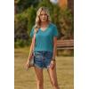Zeagoo Womens Tops Summer Casual Short Sleeve Tshirts Business Basic Spring V-Neck Shirts Outfits S-3XL(Z-peacock Blue)