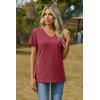 Zeagoo Womens Tops Summer Casual Short Sleeve Tshirts Business Basic Spring V-Neck Shirts Outfits S-3XL(Z-red)