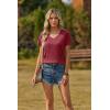 Zeagoo Womens Tops Summer Casual Short Sleeve Tshirts Business Basic Spring V-Neck Shirts Outfits S-3XL(Z-red)