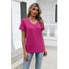 Zeagoo Womens Tops Summer Casual Short Sleeve Tshirts Business Basic Spring V-Neck Shirts Outfits S-3XL(Z-rose Red)