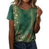 Zeagoo Womens Tshirt Short Sleeve Summer Tops Crewneck Casual Basic Tee Shirts Spring Clothes Trendy Outfit(Z Boho Floral Green 839)