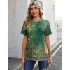 Zeagoo Womens Tshirt Short Sleeve Summer Tops Crewneck Casual Basic Tee Shirts Spring Clothes Trendy Outfit(Z Boho Floral Green 839)
