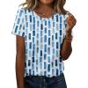 Zeagoo Womens Tshirt Short Sleeve Summer Tops Crewneck Casual Basic Tee Shirts Spring Clothes Trendy Outfit(Z Color Block Blue 329)