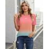 Zeagoo Womens Tshirt Short Sleeve Summer Tops Crewneck Casual Basic Tee Shirts Spring Clothes Trendy Outfit(Z Gradient Blue Pink 218)