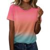 Zeagoo Womens Tshirt Short Sleeve Summer Tops Crewneck Casual Basic Tee Shirts Spring Clothes Trendy Outfit(Z Gradient Blue Pink 218)