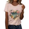 Zeagoo Womens Tshirt Short Sleeve Summer Tops Crewneck Casual Basic Tee Shirts Spring Clothes Trendy Outfit(Z Heart Beige 83)