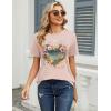 Zeagoo Womens Tshirt Short Sleeve Summer Tops Crewneck Casual Basic Tee Shirts Spring Clothes Trendy Outfit(Z Heart Beige 83)