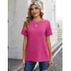 Zeagoo Womens Tshirt Short Sleeve Summer Tops Crewneck Casual Basic Tee Shirts Spring Clothes Trendy Outfit(Z Rose Red)